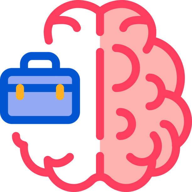 ビジネスケースと脳アイコンベクトルアウトラインイラスト - brain case点のイラスト素材／クリップアート素材／マンガ素材／アイコン素材