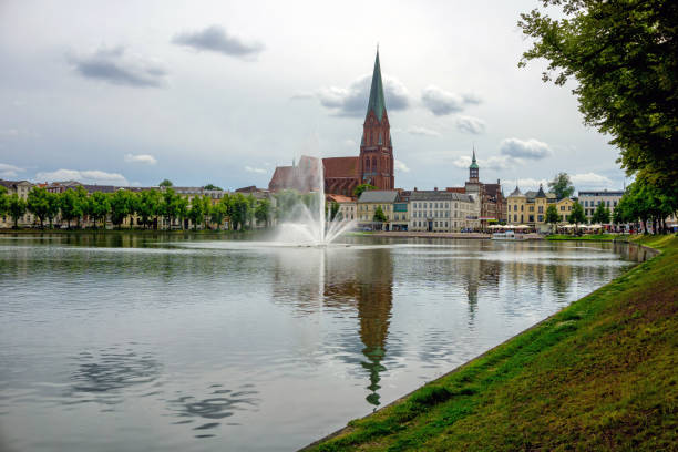 Panoramic view of Schwerin city, capital of Mecklenburg-Vorpommern state, Germany