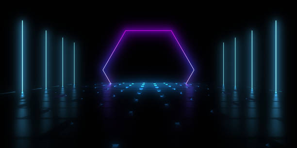 istock 3D abstract background with neon lights. neon tunnel .space construction . 3d illustration 1251291778
