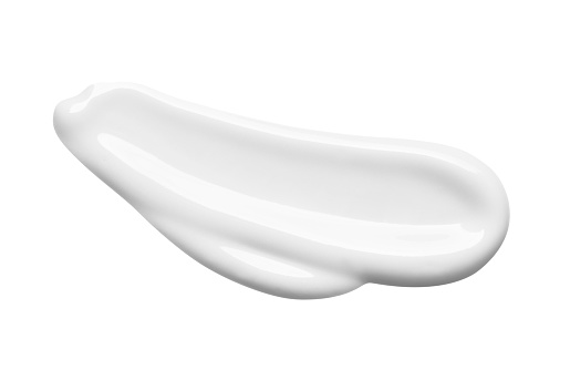 Muestra de loción crema cosmética blanca aislada sobre fondo blanco. Textura de crema BB photo