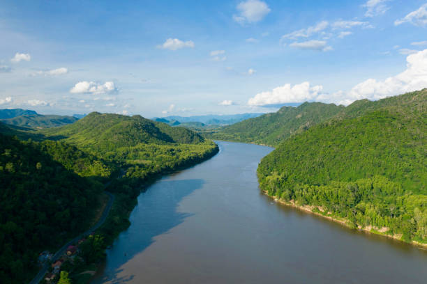 istock The Mekong River surrounded by mountains towards Luang Prabang, Laos. 1251293202