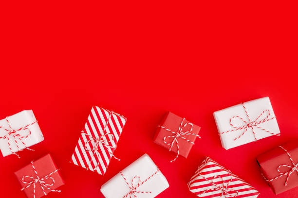 istock Holiday background with a christmas presents. Flat lay. 1251294107