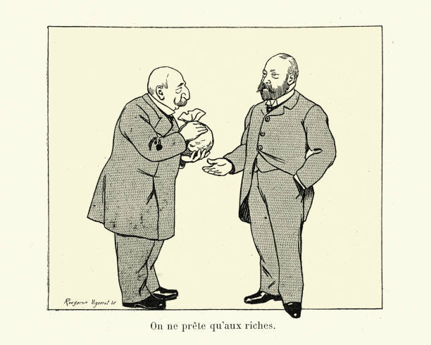 Banker Handing Over Bag Of Money To Rich Man Victorian Stock Illustration - Download Image Now - iStock Banker Handing Over Bag Of Money To Rich Man Victorian Stock Illustration - Download Image Now - iStock