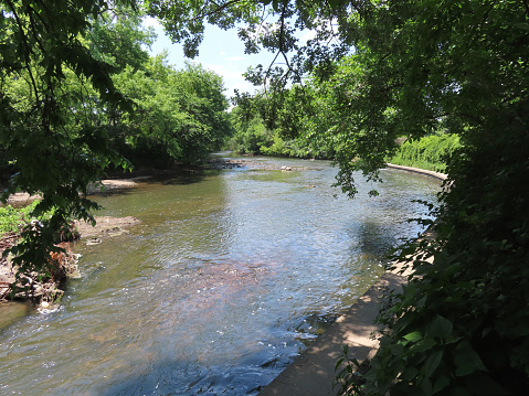 west branch of the DuPage River, summer, River Walk\nNaperville, Illinois  USA