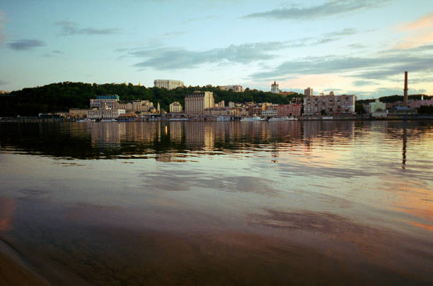 Scenic view of Kyiv and Dnipro river  from bridge
