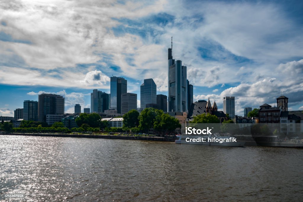 Travel Skyline and Old Town of Frankfurt am Main, Germany Architecture Stock Photo