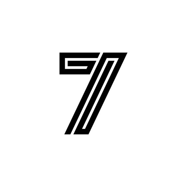 maze-liniennummer logotyp 7 - number 7 stock-grafiken, -clipart, -cartoons und -symbole