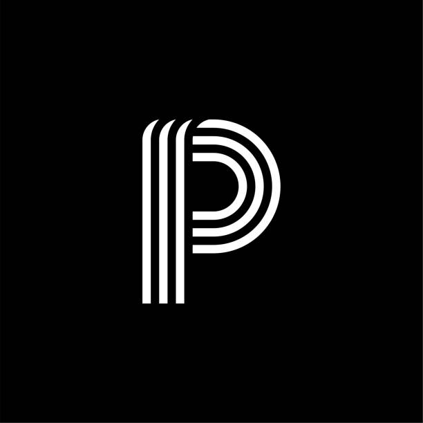 runde drei linien buchstabe logo p - letter p direction letter black stock-grafiken, -clipart, -cartoons und -symbole