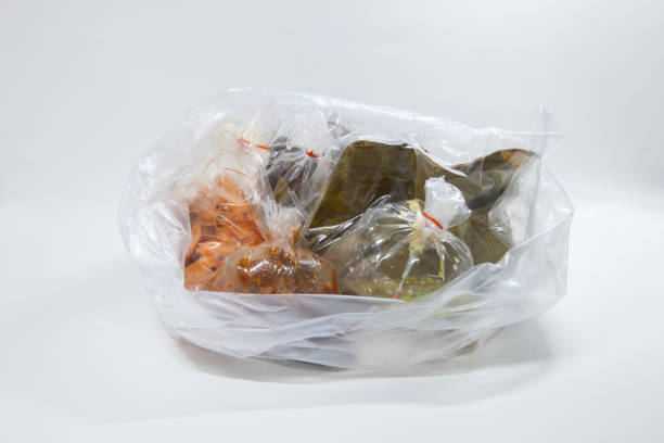 istock Plastic bag and food with white background 1251317213