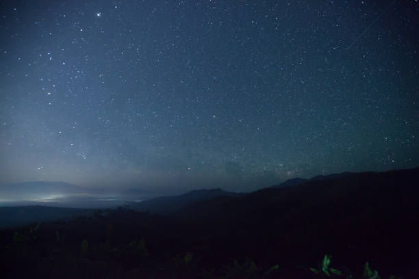 istock Milky way and star above mountain at night time 1251317548