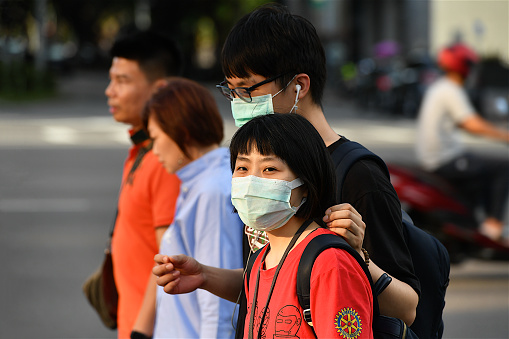 With Mask People Wearing Protective Face Masks Taipei Taiwan Stock Photo ...