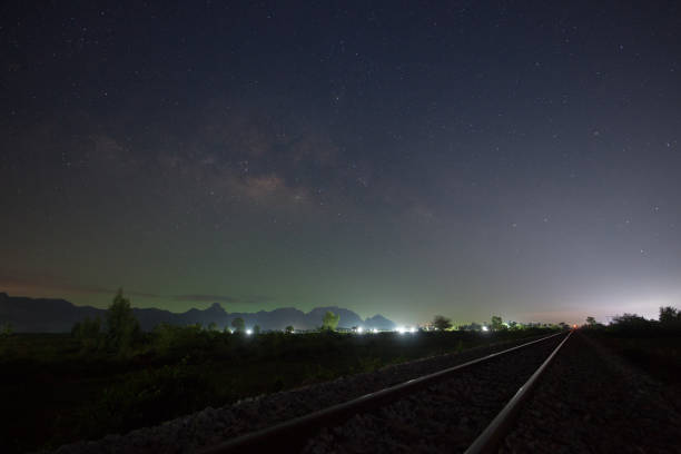istock Milky way and star above mountain at night time 1251317869
