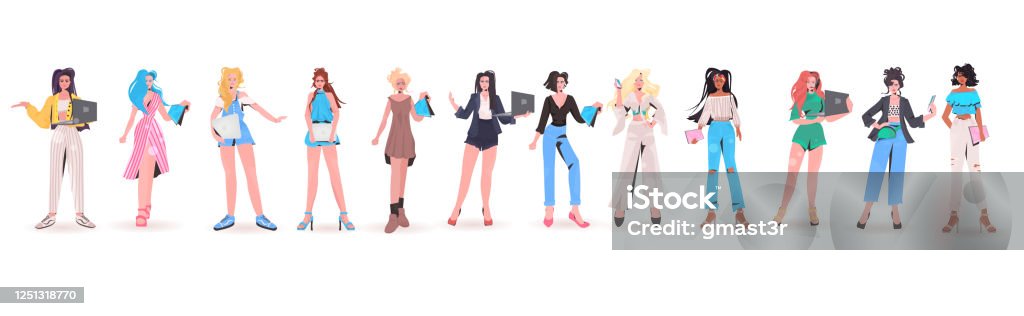 Set Mix Race Women Using Digital Devices Beautiful Girls In Trendy Clothes Female Cartoon Characters Collection Stock Illustration - Download Image Now - iStock Set Mix Race Women Using Digital Devices Beautiful Girls In Trendy Clothes Female Cartoon Characters Collection Stock Illustration - Download Image Now - iStock
