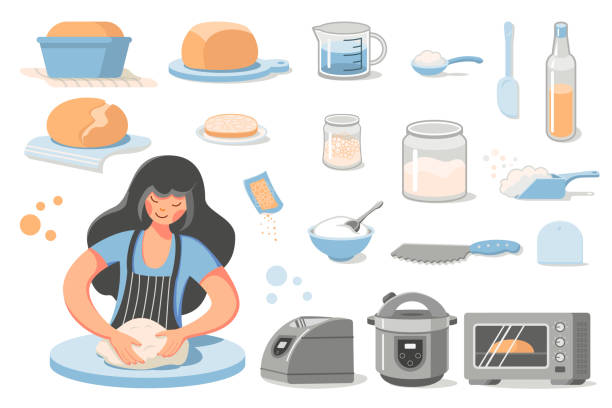 ilustraciones, imágenes clip art, dibujos animados e iconos de stock de pan casero - bakers yeast