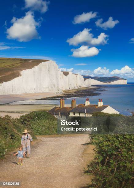 Seven Sisters Country Park Tall White Chalk Cliffs East Sussex Uk Stock Photo - Download Image Now