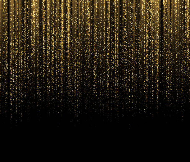 istock Black Background with falling golden sparkles glitter. Background for decoration festive design. Vector illustration 1251321306