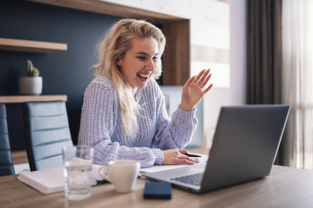 istock Woman Working In Home Office, Video Conference. 1251321642
