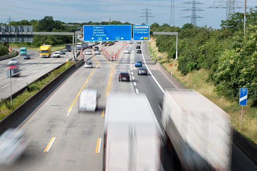 Blurred motion of dense traffic on German highway