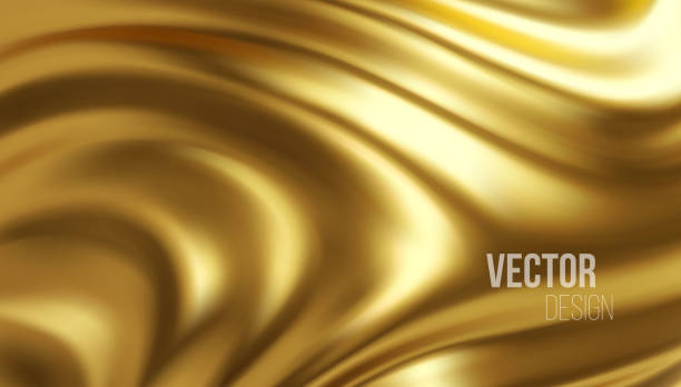 illustrations, cliparts, dessins animés et icônes de golden brillants ondes liquides 3d fond réaliste. illustration vectorielle - backgrounds shiny glitter crumpled