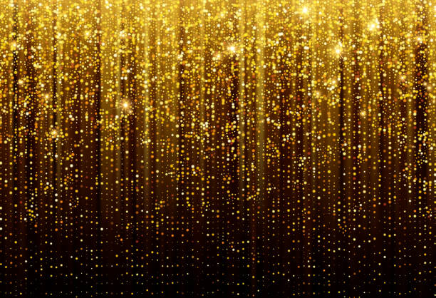 istock Black Background with falling golden sparkles glitter. Background for decoration festive design. Vector illustration 1251323350
