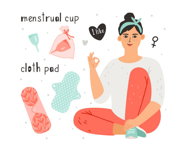 ilustraciones, imágenes clip art, dibujos animados e iconos de stock de artículos de higiene femenina - hygienic pad