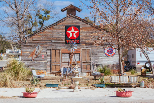 Camp Wood, USA - January 27 2013: Building architecture in the rural town of Camp Wood in Texas, USA
