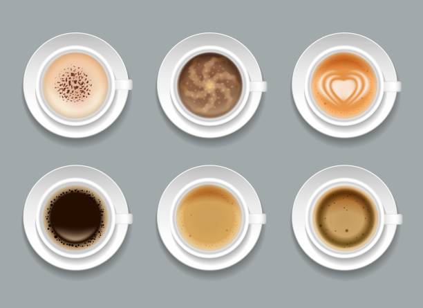 ilustrações, clipart, desenhos animados e ícones de conjunto de café de arte criativa - product shot