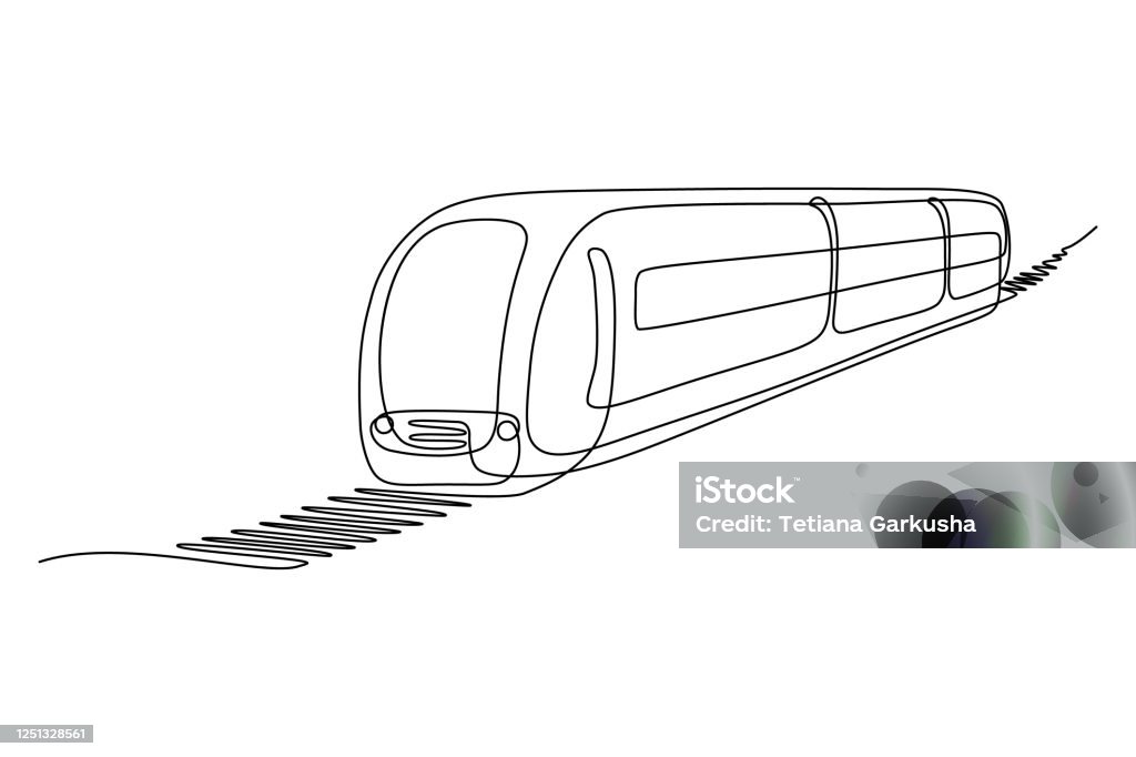 Train se déplaçant sur la voie ferrée - clipart vectoriel de Train libre de droits