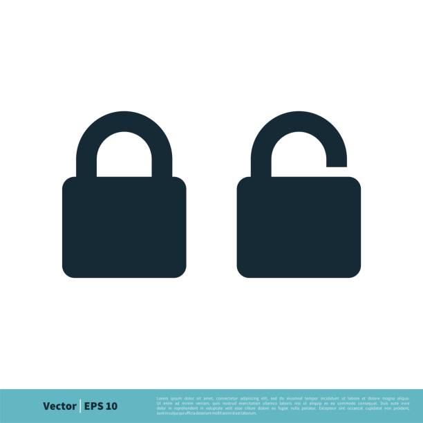 stockillustraties, clipart, cartoons en iconen met voorbeeldafbeelding van het padlockpictogram vector-logoafbeelding. vector eps 10. - lock