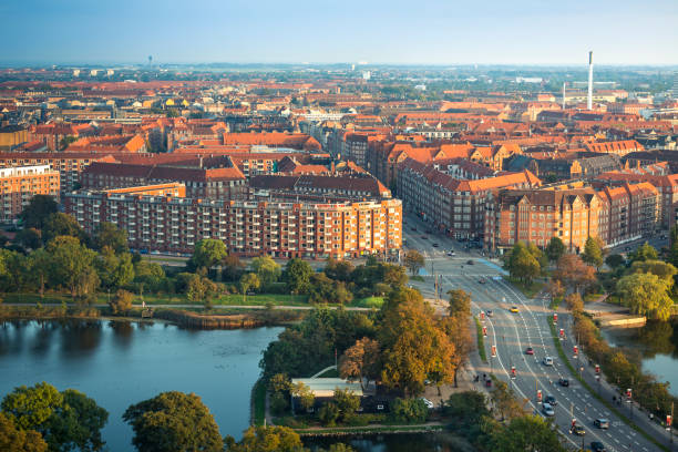 View on Amager district in Copenhagen with the airport in the background.