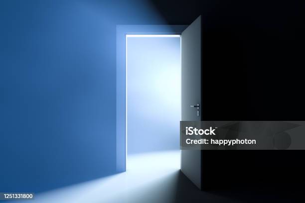 Opened Door Bright Light In The Room Stock Photo - Download Image Now - Door, Open, Doorway
