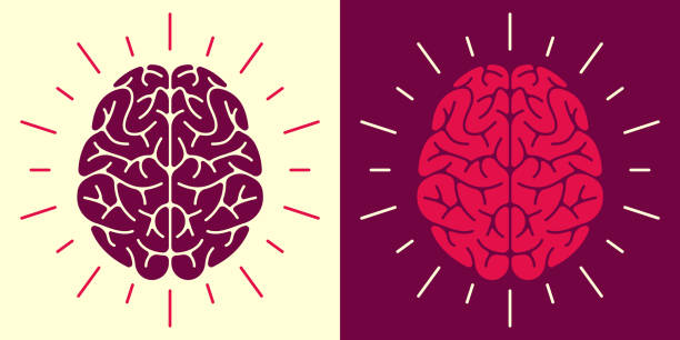 Human Brain  Symbol and Icon Human brain thought thinking mental health concept symbol. mental health illustrations stock illustrations