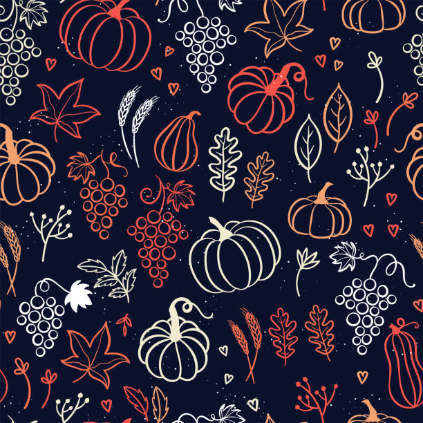 Lovely hand drawn Thanksgiving seamless pattern, great for textiles, banners, wallpapers, cards - vector design Lovely hand drawn Thanksgiving seamless pattern, great for textiles, banners, wallpapers, cards - vector design thanksgiving background stock illustrations