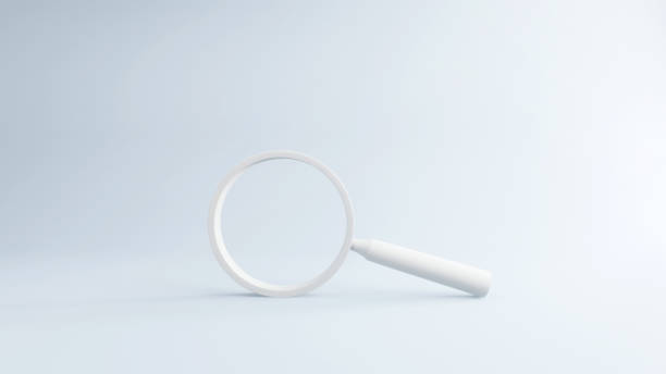 istock White magnifying glass on Blue Background, 3d render. 1251341779