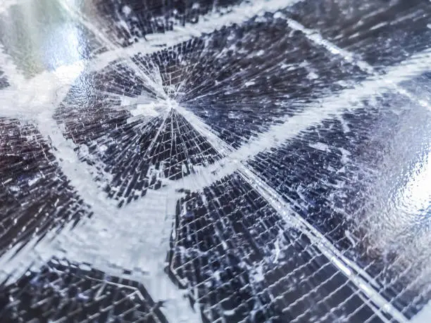 Photo of Broken damaged solar panel closeup