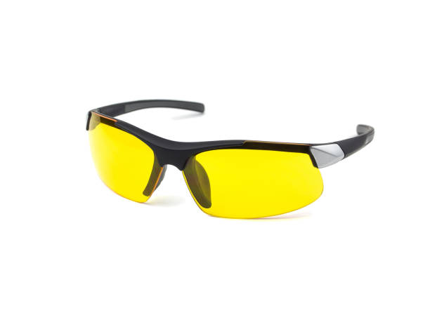 istock Fashionable glasses with yellow lenses. points for car drivers 1251343449