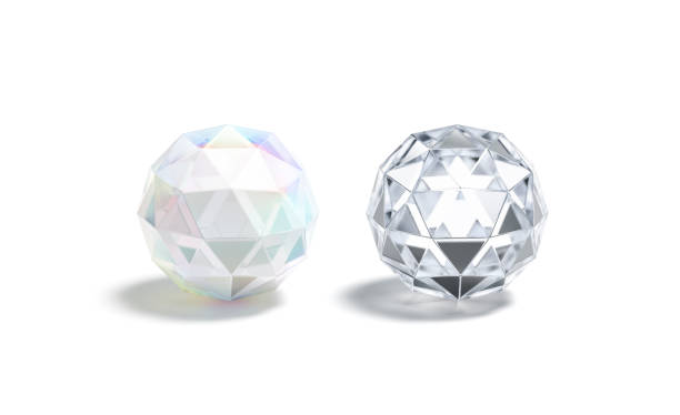 blank faceted diamond and glass ball mockup - bead glass jewelry stone imagens e fotografias de stock