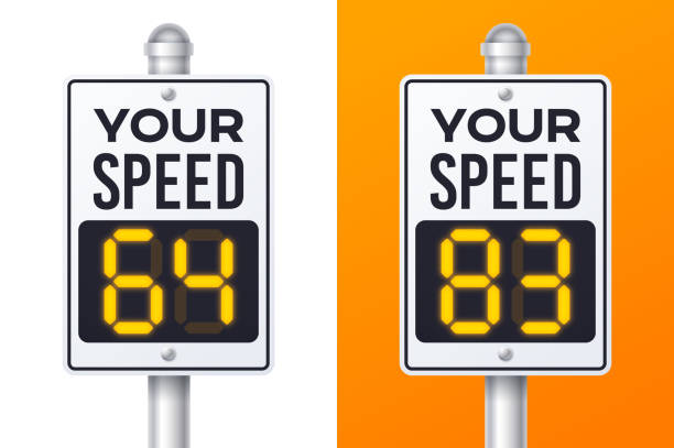 ilustrații de stoc cu dvs. speeding de avertizare street sign - semn limită de viteză