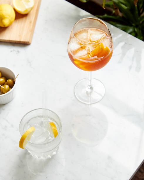 istock Summery drinks served on the table with olives 1251344673