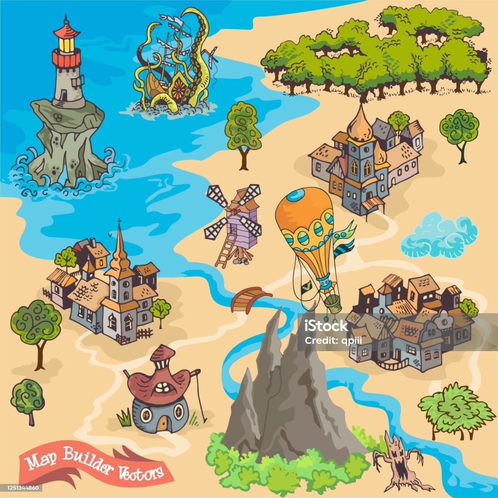Ilustrasi Gambar Tangan Warnawarni Vektor Pembuat Peta Ilustrasi Stok