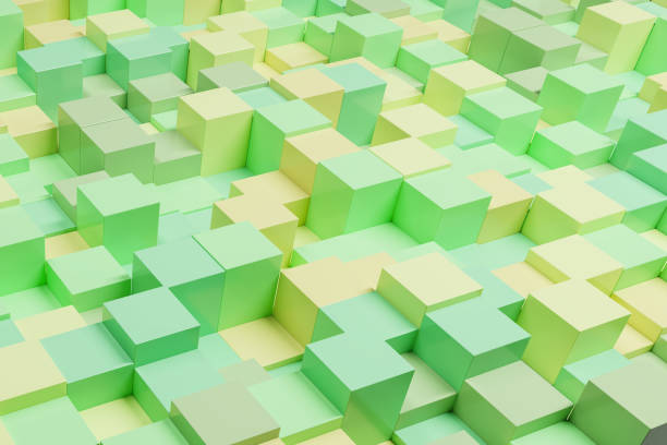 istock Colored cubes in a green yellow pastel style color scheme 1251344956