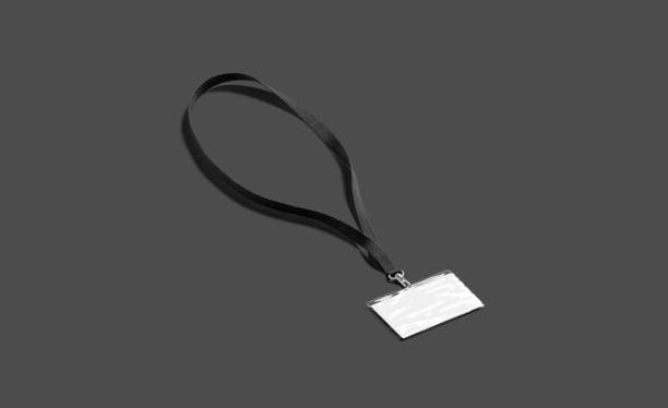 istock Blank black lanyard with white horizontal name badge mockup 1251345905