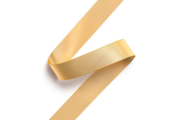 istock Blank gold curl silk ribbon mock up, isolated 1251346388