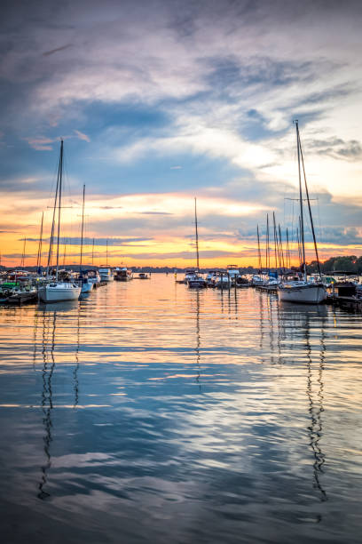 A peaceful and quiet sunset over Lake Norman, North Carolina