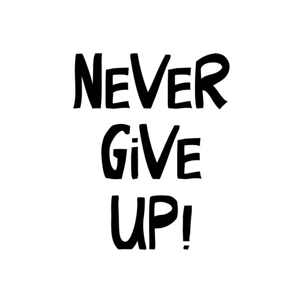 istock Never give up. Motivation quote. Cute hand drawn lettering in modern scandinavian style. Isolated on white background. Vector stock illustration. 1251349135