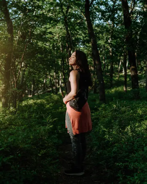 Woman doing hiking on the trail