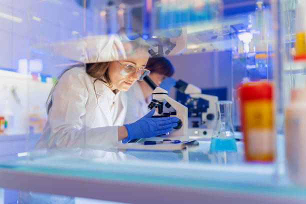 istock Female scientists during research. Studying samples in futuristic laboratory 1251350735