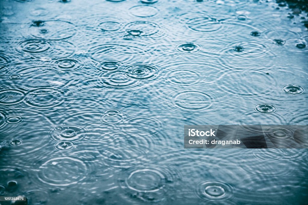Rain drops background Rain drops on water Rain Stock Photo