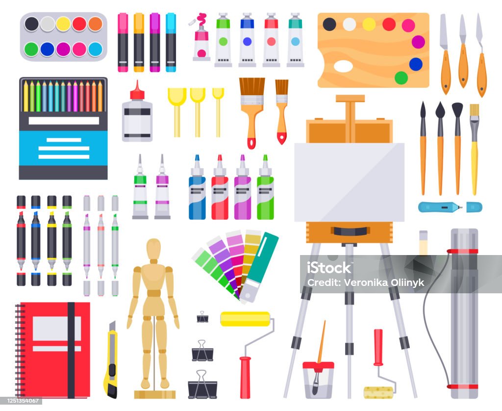 Art Painting Tools And Accessories Royalty Free Vector Image