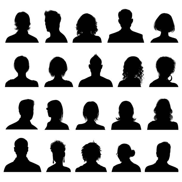 Head Silhouette Icons Head Silhouette Icons portrait silhouettes stock illustrations